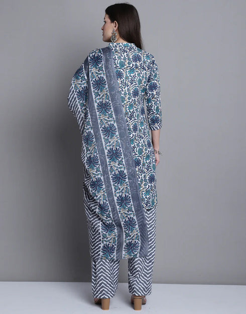 chic grey cotton blend traditional function wear readymade suit collection with grey cotton blend rt8797-184207 Back View