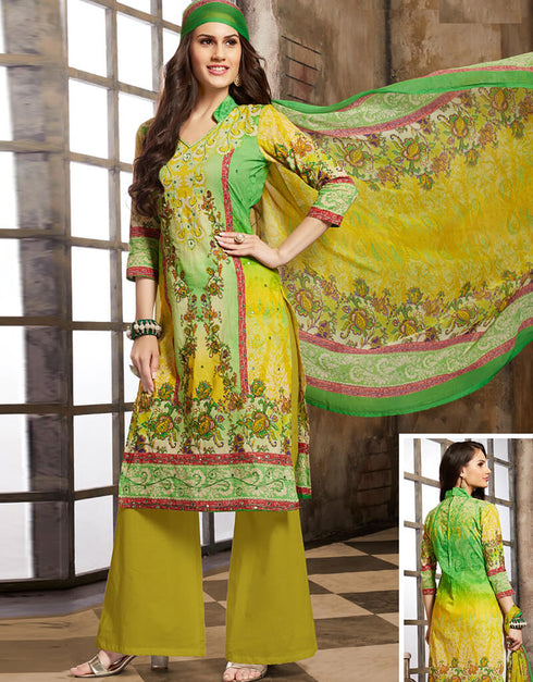 Yellow Pure Cotton Suit Palazzo