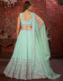 chic mint green faux georgette indian wedding heavy designer lehenga choli collection with mint green faux georgette rt8804-184239 Front View