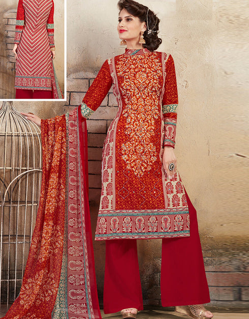 Orange Pure Cotton Suit Palazzo