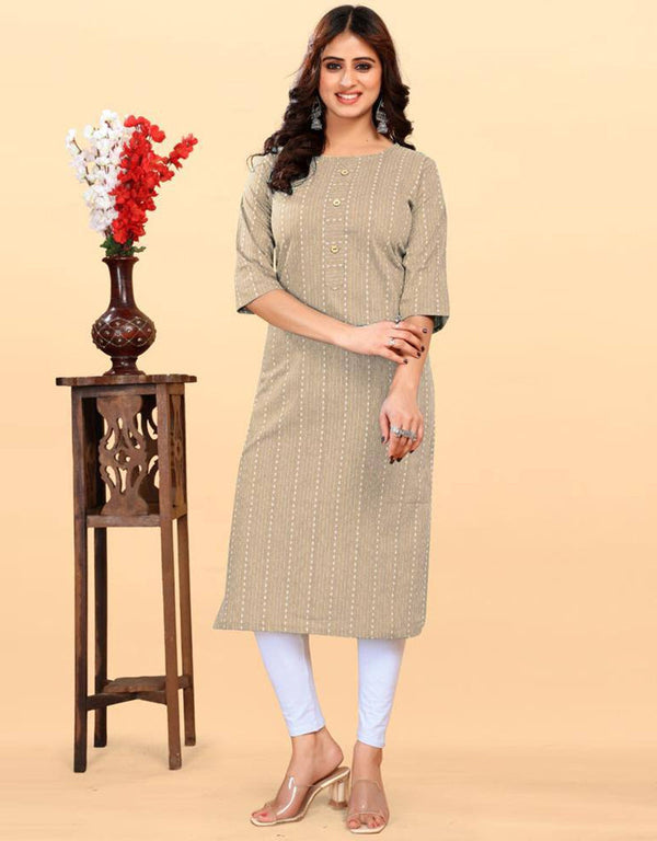 chic digital printed work heavy cotton traditional function wear heavy cotton readymade kurti collection with beige rt8811-184279 Front View