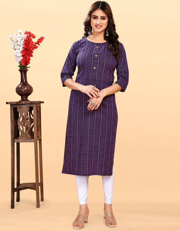 elegant digital printed work heavy cotton traditional function wear heavy cotton readymade kurti collection with purple rt8811-184281 Front View