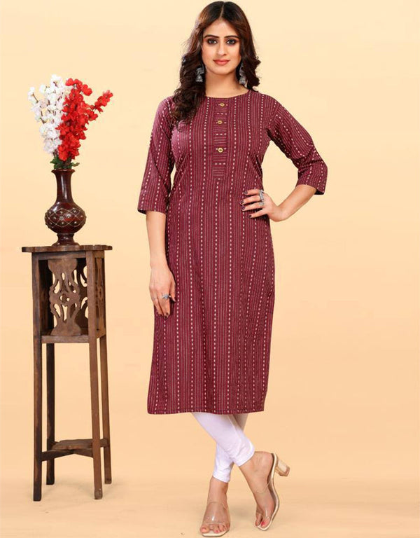 sleek digital printed work heavy cotton traditional function wear heavy cotton readymade kurti collection with maroon rt8811-184283 Front View