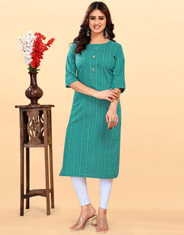modern digital printed work heavy cotton traditional function wear heavy cotton readymade kurti collection with mint rt8811-184284 Front View