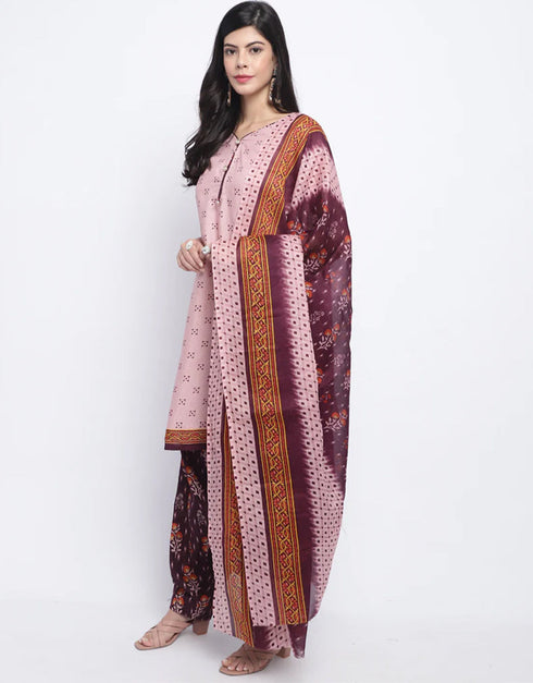 stylish pink cotton blend traditional function wear cotton blend readymade suit collection with purple cotton blend rt8813-184292 Back View