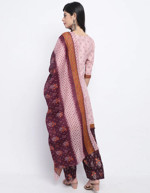 stylish pink cotton blend traditional function wear cotton blend readymade suit collection with purple cotton blend rt8813-184292 Side View