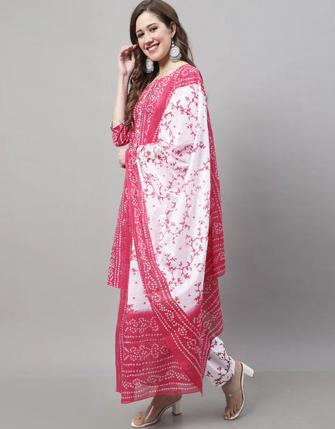 elegant pink cotton traditional function wear cotton readymade suit collection with white cotton rt8814-184295 Back View