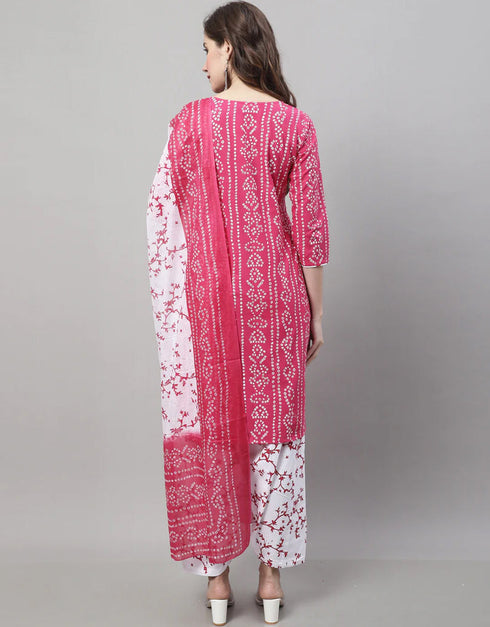 elegant pink cotton traditional function wear cotton readymade suit collection with white cotton rt8814-184295 Side View