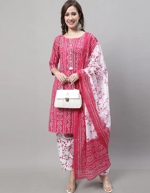 elegant pink cotton traditional function wear cotton readymade suit collection with white cotton rt8814-184295 Front View