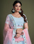 fashionable sky georgette wedding designer heavy lehenga choli collection with sky georgette rt8817-184299 Front View
