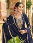 chic navy blue real premium silk designer party wear heavy sharara suit collection with navy blue real premium silk rt8819-184307 Close-up View