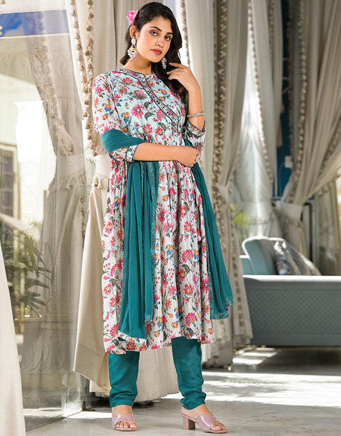 chic blue ruby silk designer party wear stylish readymade suit collection with rama santoon rt8820-184311 Close-up View