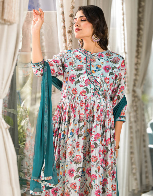 chic blue ruby silk designer party wear stylish readymade suit collection with rama santoon rt8820-184311 Side View