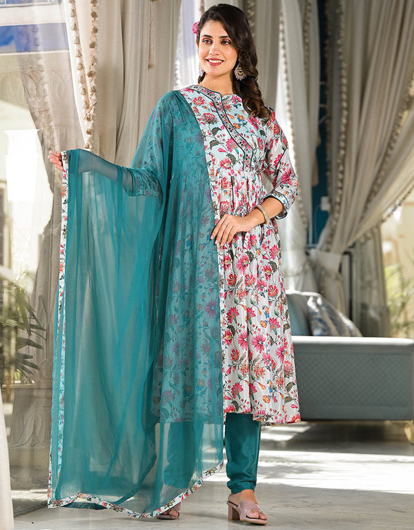chic blue ruby silk designer party wear stylish readymade suit collection with rama santoon rt8820-184311 Front View