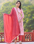 trendy light pink ruby silk designer party wear stylish readymade suit collection with orange red santoon rt8820-184312 Front View