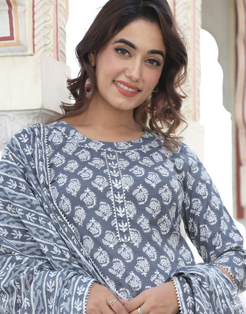 chic grey cotton traditional function wear classy readymade suit collection with grey cotton rt8828-184369 Side View