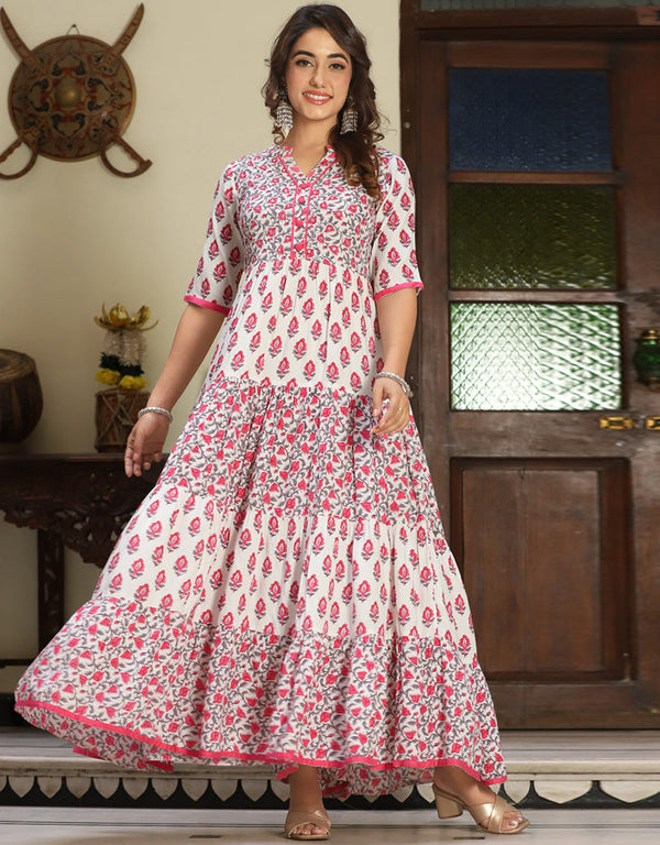 pink viscose designer classy wear readymade gown collection embroidery mirror work details for gown rt8829-184371 Front View