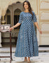 blue cotton designer classy wear readymade gown collection embroidery mirror work details for gown rt8829-184373 Close-up View