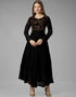 black georgette embroidered readymade gown collection embroidery work details for gown rt8840-184434 Front View