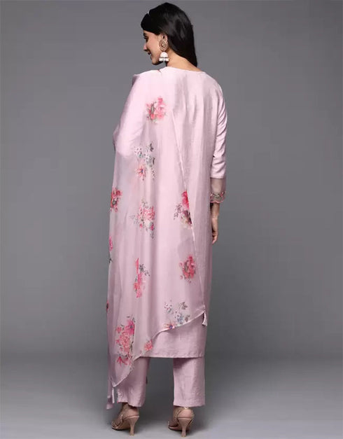 stylish light pink viscose rayon slub trendy designer heavy viscose readymade suit collection with light pink viscose rayon slub rt8845-184450 Side View