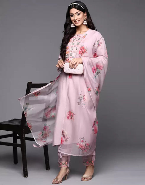 stylish light pink viscose rayon slub trendy designer heavy viscose readymade suit collection with light pink viscose rayon slub rt8845-184450 Front View