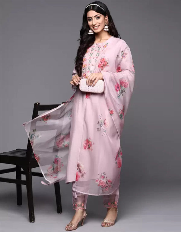 stylish light pink viscose rayon slub trendy designer heavy viscose readymade suit collection with light pink viscose rayon slub rt8845-184450 Front View