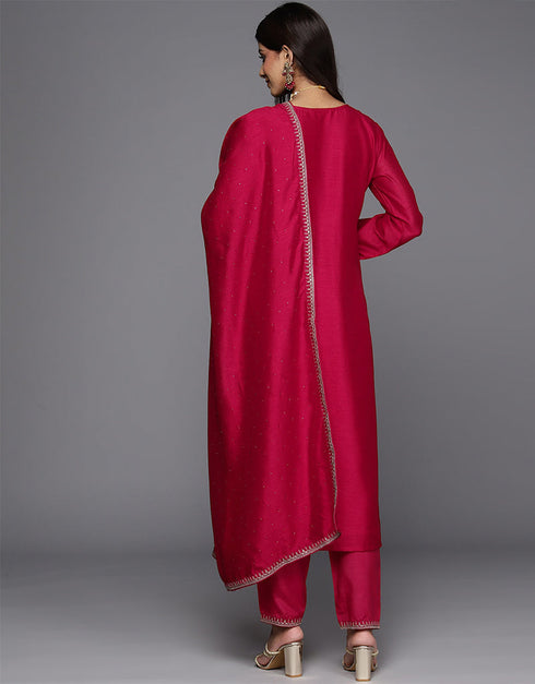 chic pink vichitra trendy designer heavy viscose readymade suit collection with pink vichitra rt8845-184451 Side View