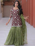contemporary wine heavy faux georgette traditional function wear heavy faux georgette readymade sharara suit collection with mehndi heavy faux georgette rt8847-184457 Front View