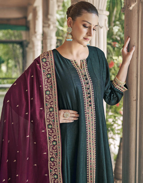 classy black real premium silk designer party wear heavy salwar suit collection with black real premium silk rt8849-184462 Close-up View