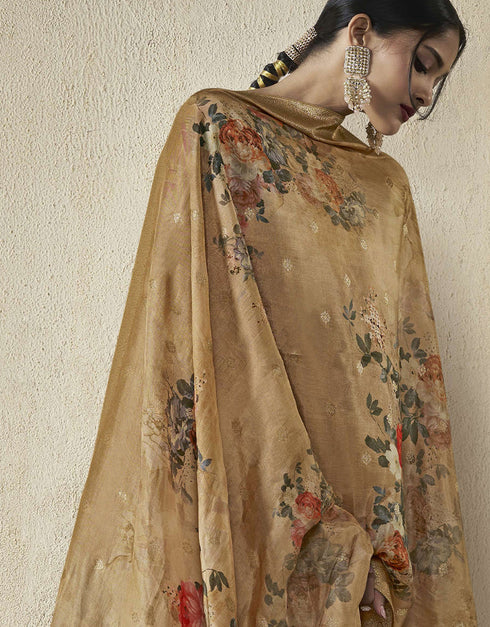 glamorous mustard viscose dola jacquard designer party wear heavy salwar suit collection with mustard santoon rt8850-184471 Back View