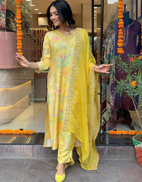 elegant lemon yellow viscose maslin trendy designer heavy readymade suit collection with lemon yellow viscose rayon rt8854-184484 Close-up View