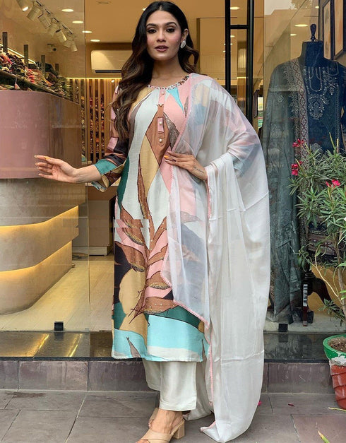 chic multi muslin trendy designer heavy muslin readymade suit collection with white muslin rt8856-184489 Close-up View