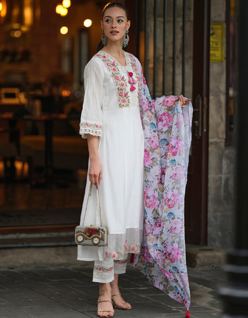 sophisticated white chanderi trendy designer heavy chanderi readymade suit collection with white chanderi rt8865-184554 Close-up View