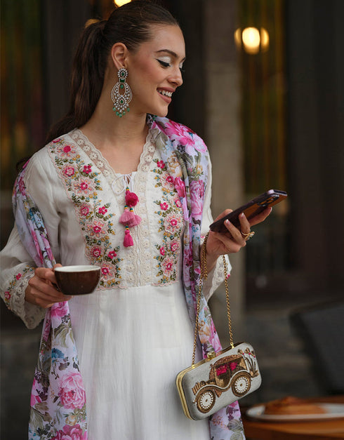 sophisticated white chanderi trendy designer heavy chanderi readymade suit collection with white chanderi rt8865-184554 Side View