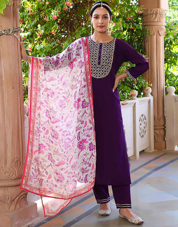 glamorous wine rayon slub trendy designer heavy rayon slub readymade suit collection with wine rayon slub rt8866-184555 Front View