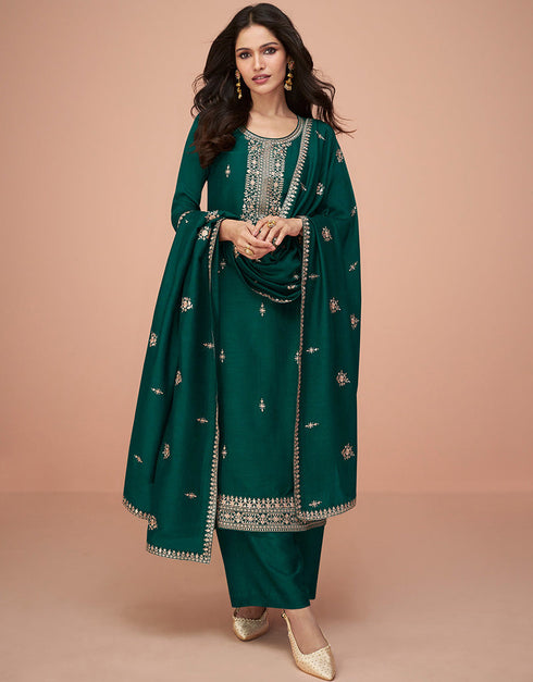 chic green premium silk embroidered premium silk salwar suit collection with green premium silk rt8875-184611 Close-up View