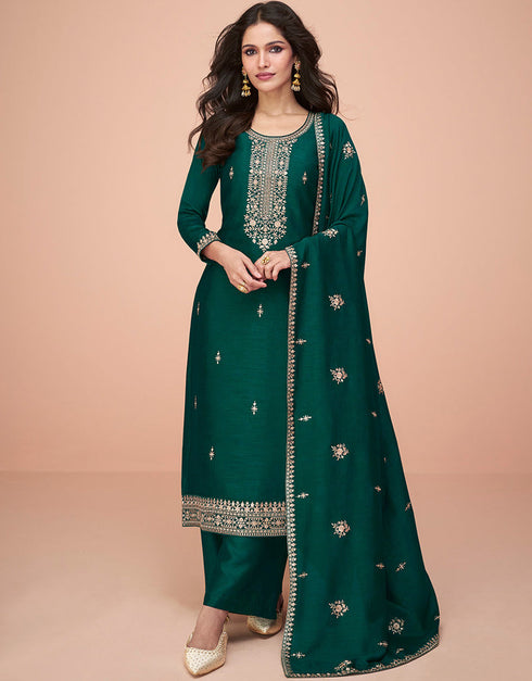 chic green premium silk embroidered premium silk salwar suit collection with green premium silk rt8875-184611 Front View