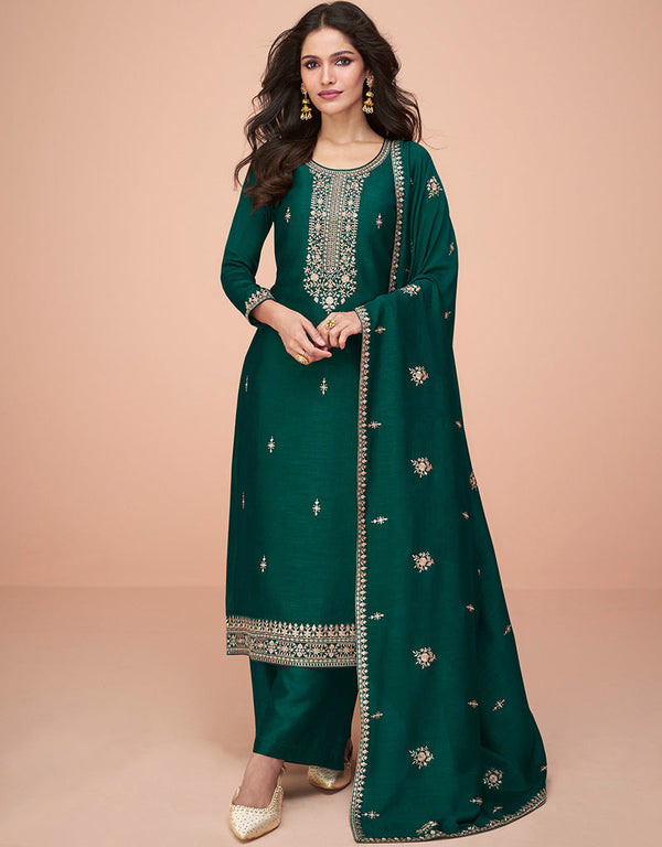 chic green premium silk embroidered premium silk salwar suit collection with green premium silk rt8875-184611 Front View