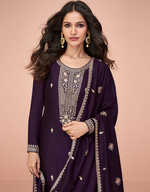 trendy wine premium silk embroidered premium silk salwar suit collection with wine premium silk rt8875-184612 Back View