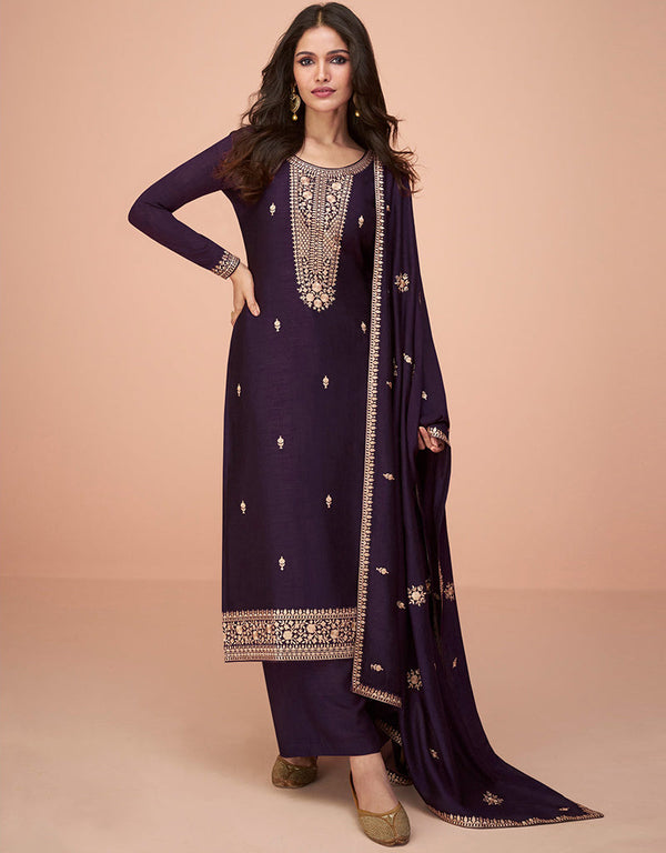 trendy wine premium silk embroidered premium silk salwar suit collection with wine premium silk rt8875-184612 Front View