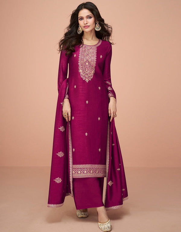 fashionable magenta premium silk embroidered premium silk salwar suit collection with magenta premium silk rt8875-184614 Front View