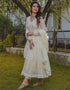 contemporary cream faux georgette designer party wear heavy readymade anarakali suit with cream micro crepe rt8883-184630 Close-up View