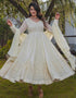 contemporary cream faux georgette designer party wear heavy readymade anarakali suit with cream micro crepe rt8883-184630 Front View