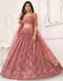sleek pink butterfly net traditional wear women's heavy lehenga choli collection with pink butterfly net rt8887-184657 Close-up View