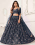 modern navy blue butterfly net traditional wear women's heavy lehenga choli collection with navy blue butterfly net rt8887-184658 Close-up View