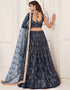 modern navy blue butterfly net traditional wear women's heavy lehenga choli collection with navy blue butterfly net rt8887-184658 Back View