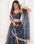 modern navy blue butterfly net traditional wear women's heavy lehenga choli collection with navy blue butterfly net rt8887-184658 Front View