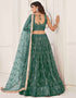 sophisticated green butterfly net traditional wear women's heavy lehenga choli collection with green butterfly net rt8887-184659 Back View