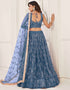 glamorous blue butterfly net traditional wear women's heavy lehenga choli collection with blue butterfly net rt8887-184660 Back View