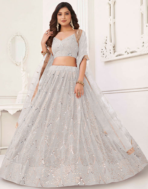 contemporary white butterfly net traditional wear women's heavy lehenga choli collection with white butterfly net rt8887-184661 Close-up View